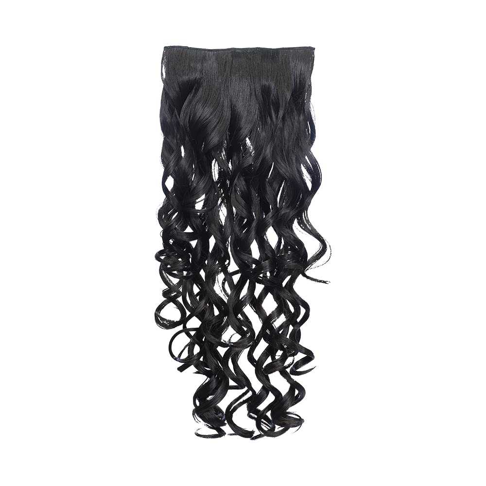 KIS Synthetic Curly Hair Extensions with 4 Clip-in for Women, Natural Brown | 28 Inches, Natural, Soft Heat Resistant Hair, Thick Washable Reusable, Artificial Hair Clip on Extension for Bridal, Wedding-picture-53