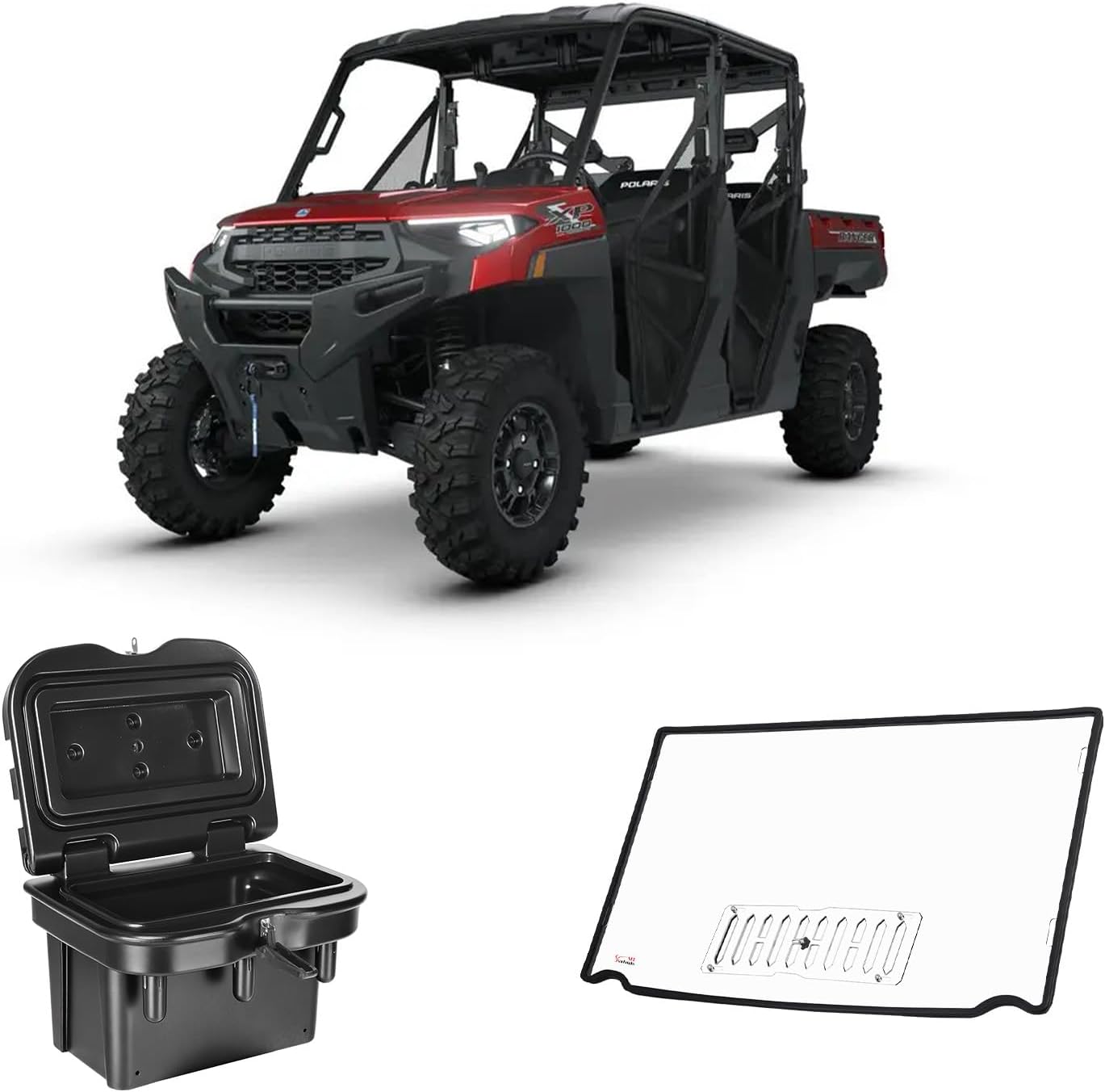 StarknightMT Ranger XP 1000 Bed Box and Vented Front Windshield Compatible with Polaris Ranger XP 1000/ Crew XP 1000 2017-2025, Ranger 1000/ Crew 1000 2020-2025