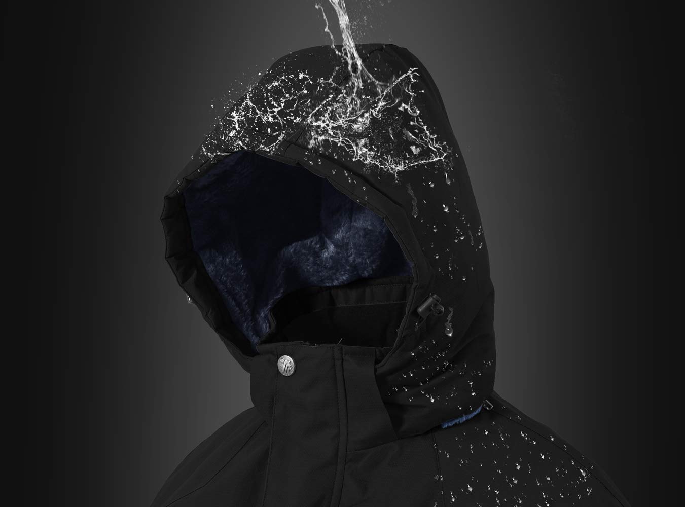 donhobo Herren Skijacke Warm Gefüttert Fleecejacke Winterjacke Verdickt Windjacke Männer Wanderjacke Softshell Jacke Outdoor Funktionsjacke mit Abnehmbarer Kapuze