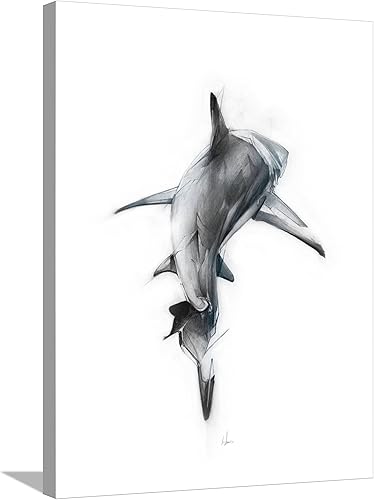ART.COM Lienzo decorativo para pared, diseño de tiburón 3 de Alexis Marcou, decoración de animales, 24 x 32 pulgadas