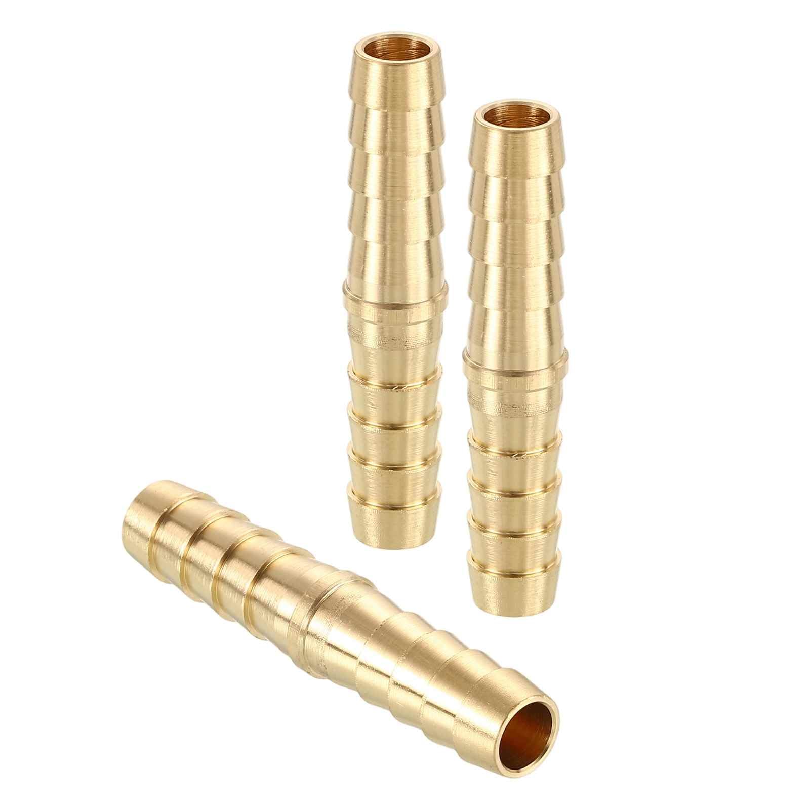 HARFINGTON 3pcs 5/16" to 5/16" Brass Hose Barb Fitting Metals Splicer Mender for 3D Printing, Air Compressor, CNC Machine, Dies