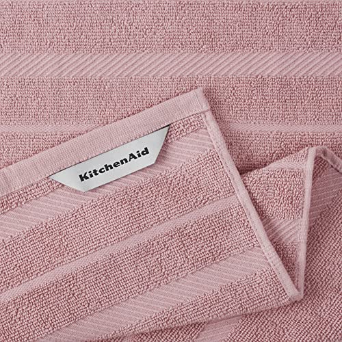 Kitchenaid Albany Kitchen Towel 4-Pack Set,Cotton,Dried Rose/White, 16"X26" #TOP2