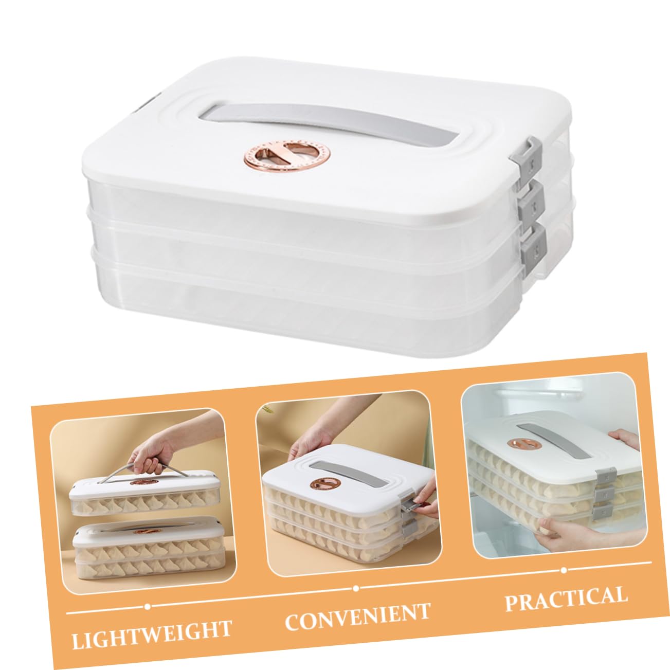 Gatuida Boîte à Raviolis Empilable 3 Couches Blanche En Plastique Alimentaire Résistant Boîte De Rangement Pour Réfrigérateur Et Congélateur Usage Domestique Transportable