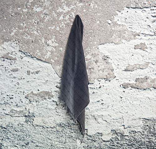 Infusezen Stonewashed Turkish Towel, Thin Absorbent Bath Towel, Beach Towel Pool Towel, Large Cotton Stone Washed Peshtemal Towels Weaved In Turkey, Hammam Spa Towels (Faded Black Charcoal Grey) #TOP2