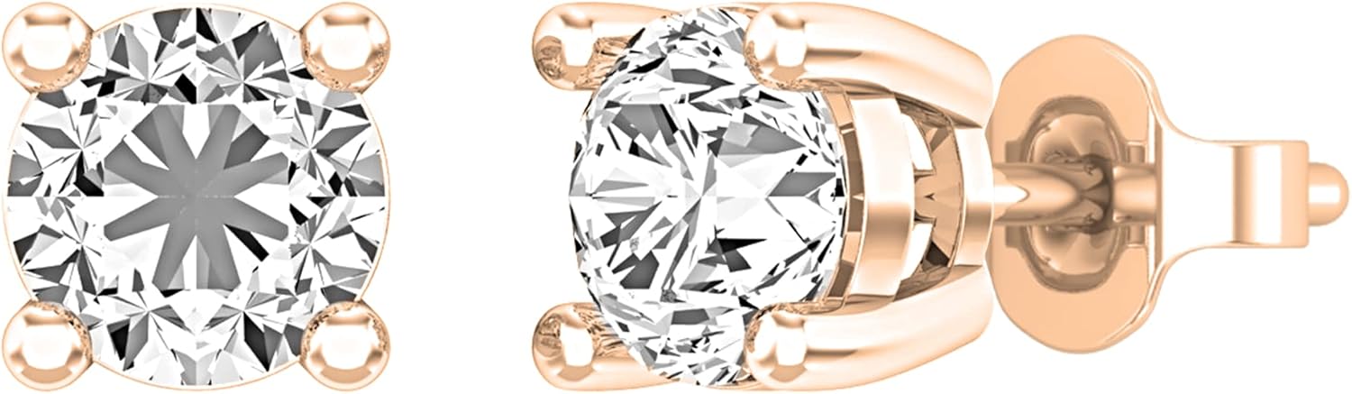 Dazzlingrock Collection 7mm Round Lab Grown White Diamond 4 Prong Solitaire Stud Earrings for Her (3.00 ctw, Color D, Clarity VVS2) in Solid Gold