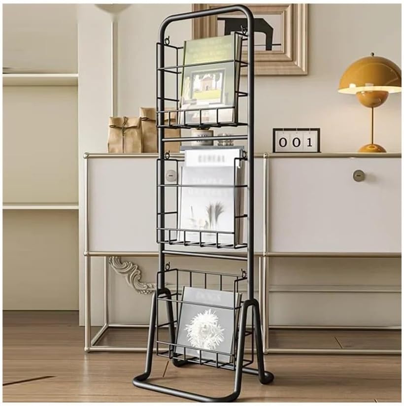 Floor-Standing Magazine Rack Floor-Standing Magazine Rack Multi-Layer Mobile Magazine Display Shelf Office Storage Organizer Shelves Information Rack(White)