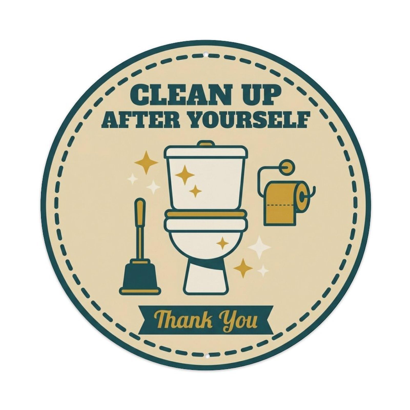 Metal Tin Sign Toilet Clean Bathroom Reminder Clean Up After Yourself