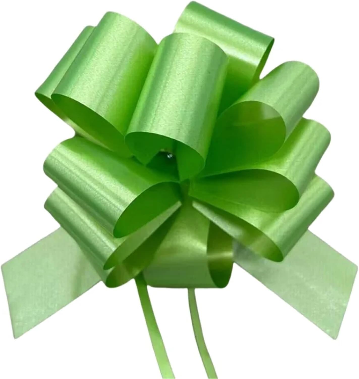 30PCS Pull Bow Large 5. Inch Gift Wrapping String Bows with Ribbon for Easter Presents Wedding Basket for Decor(Light Green)