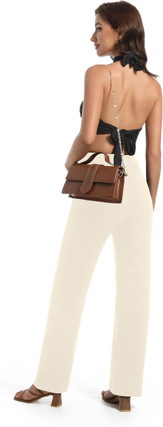 Guaile Women’s Jeans High Waisted Straight Leg Stretchy Jeans Trendy Wide Leg Tummy Control Loose Casual Denim Pants