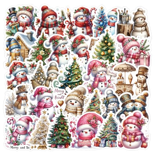 108 PCS Vintage Christmas Stickers for Holiday Crafting - Premium Waterproof Decorative Sheets (Santa, Snowmen, Wreaths) for Scrapbooking, Gift Wrapping & Festive Décor