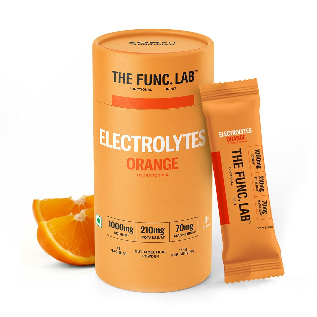 The Func. Lab Daily Electrolytes -Salty Orange | 15 Sachets | Instant Hydration Powder with Sodium, Potassium, Magnesium | Sugar-Free, No Preservatives | Instant Energy, Performance & Recovery Drink