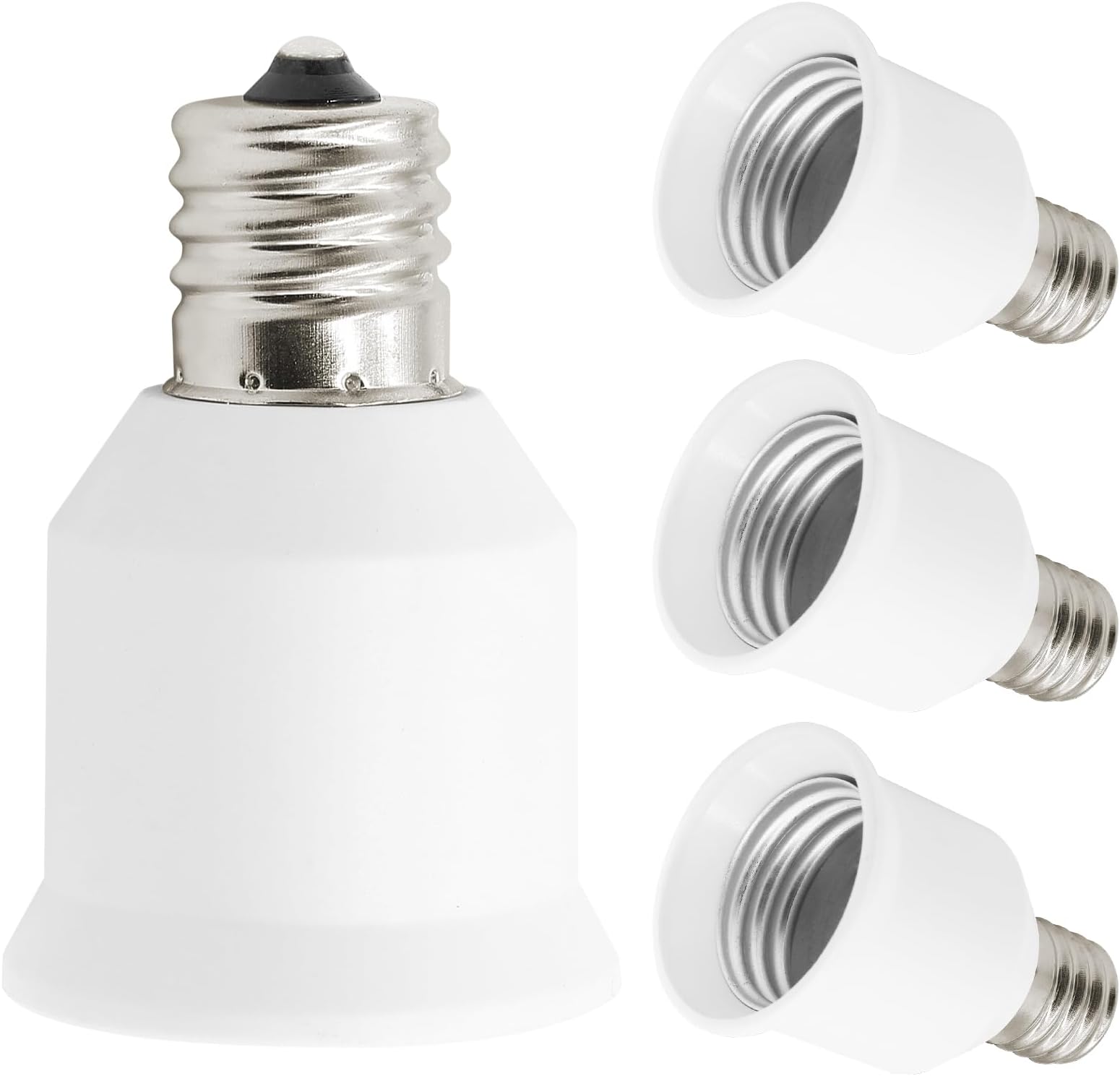4 Pack E17 to E26 Adapter Converter, Intermediate to Standard Screw Bulb Socket, E17 to E26 Light Socket Adapter, Maximum 200W, 165℃ Heat Resistant