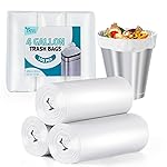 Clear Trash Bags 4-Gallon: Small Garbage Bags for Bathroom Bedroom Office (105 Pcs) - Strong Unscented Small Trash Bags
