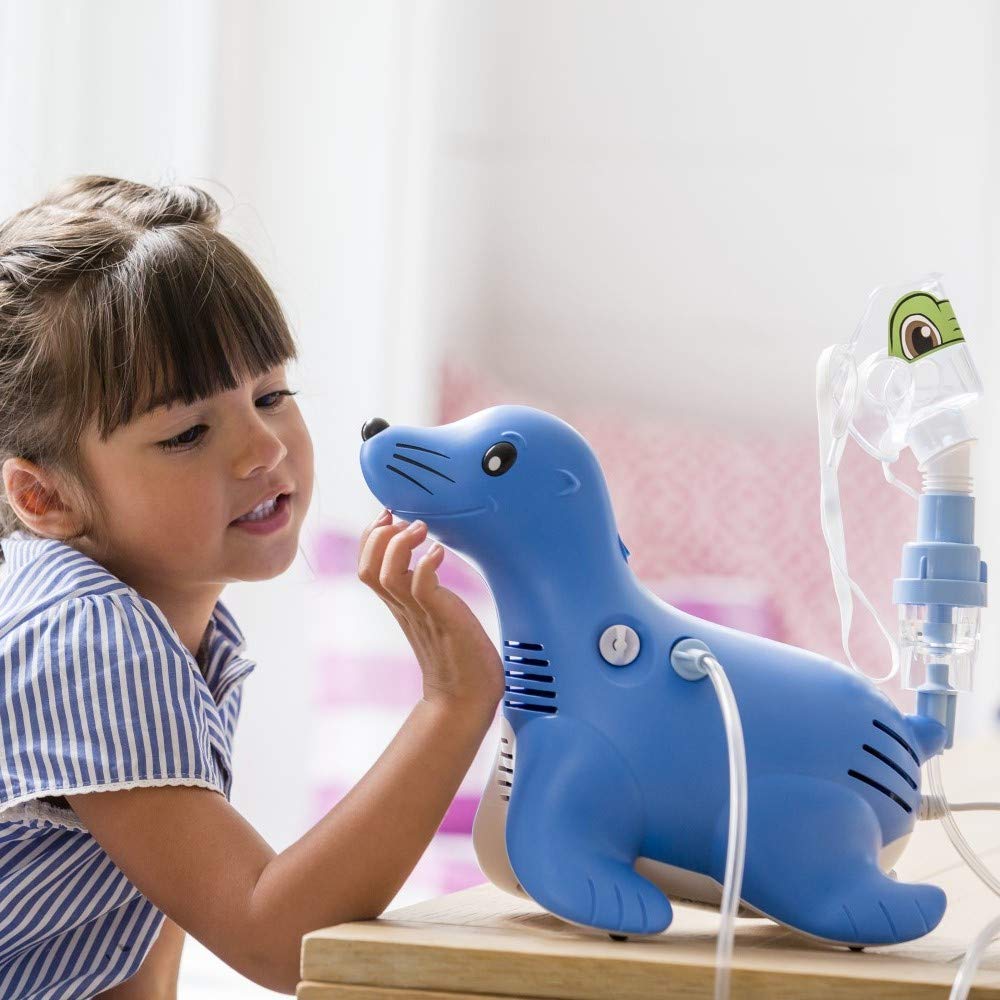 Philips Respironics Sami der Seehund Kompressor-Verneblersystem mit wiederverwendbarem SideStream -Vernebler mit Schlauch, Tucker die Schildkröte Maske, 5 Ersatzfiltern und Tragetasche, HH1304/00