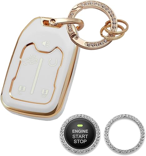 Funda para llavero Chevy compatible con Chevy Chevrolet Silverado GMC Sierra 1500 2500HD 3500HD 3500HD, funda de protección de TPU suave con anillo