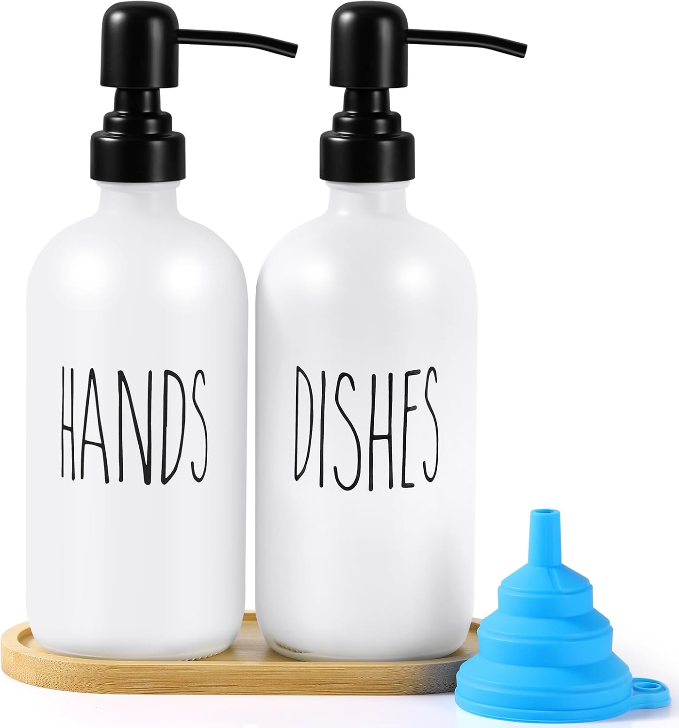 Kosynda Glass Soap Dispenser Set, Hand Soap Dispenser and Dish Soap