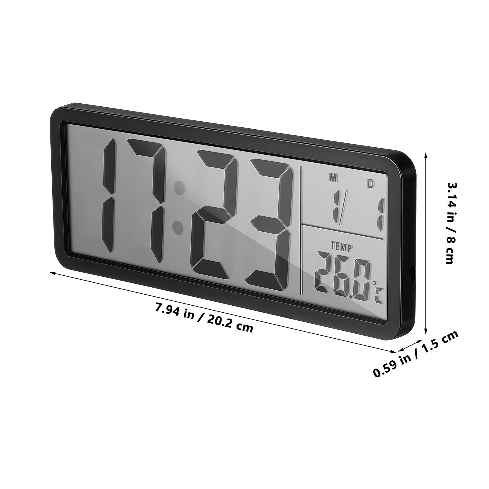 Healifty Digitale LED Wanduhr mit Thermometer und Datumsanzeige Schwarze Abs Wanduhr im Wanddesign für Wohnzimmer und Büro zur Echtzeitanzeige