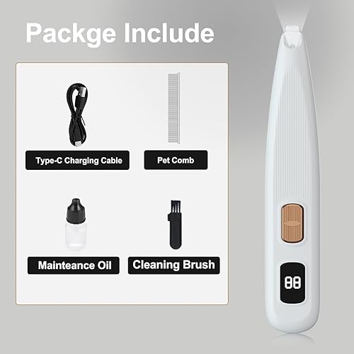 Miniatura 6 de Recortadora eléctrica de patas de perro con luz LED, afeitadora de pelo de mascotas recargable de bajo ruido para orejas, cara, grupa y áreas