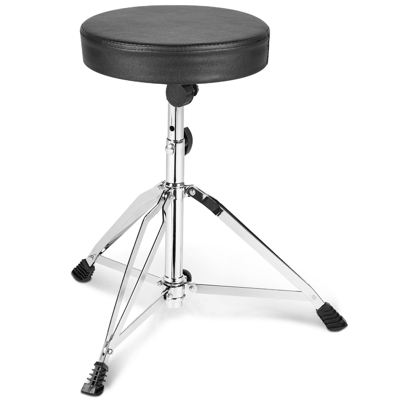 VEVOR Sgabello per Batteria, Sgabello Regolabile Sedile Imbottito Piedini Antiscivolo Bacchette 5A, Sedia per Batteria Girevole a 360° Batteristi in Altezza 490-585 mm Portata Massima Peso 150 kg