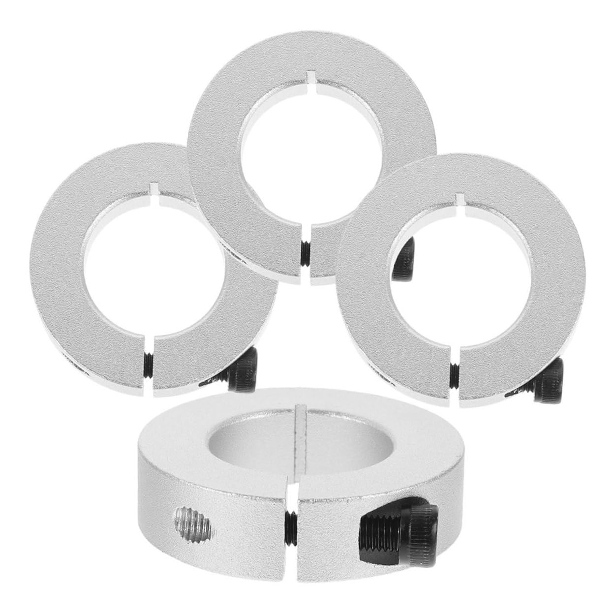 Luxshiny 4pcs Rail Shaft Stop Collar Key Fixing Guide Drill Stop Collar Linear Rail Stop Collars Shaft Collars Clamp Ring Stop Collar Adjustable Drill Stop Silver Aluminum Alloy