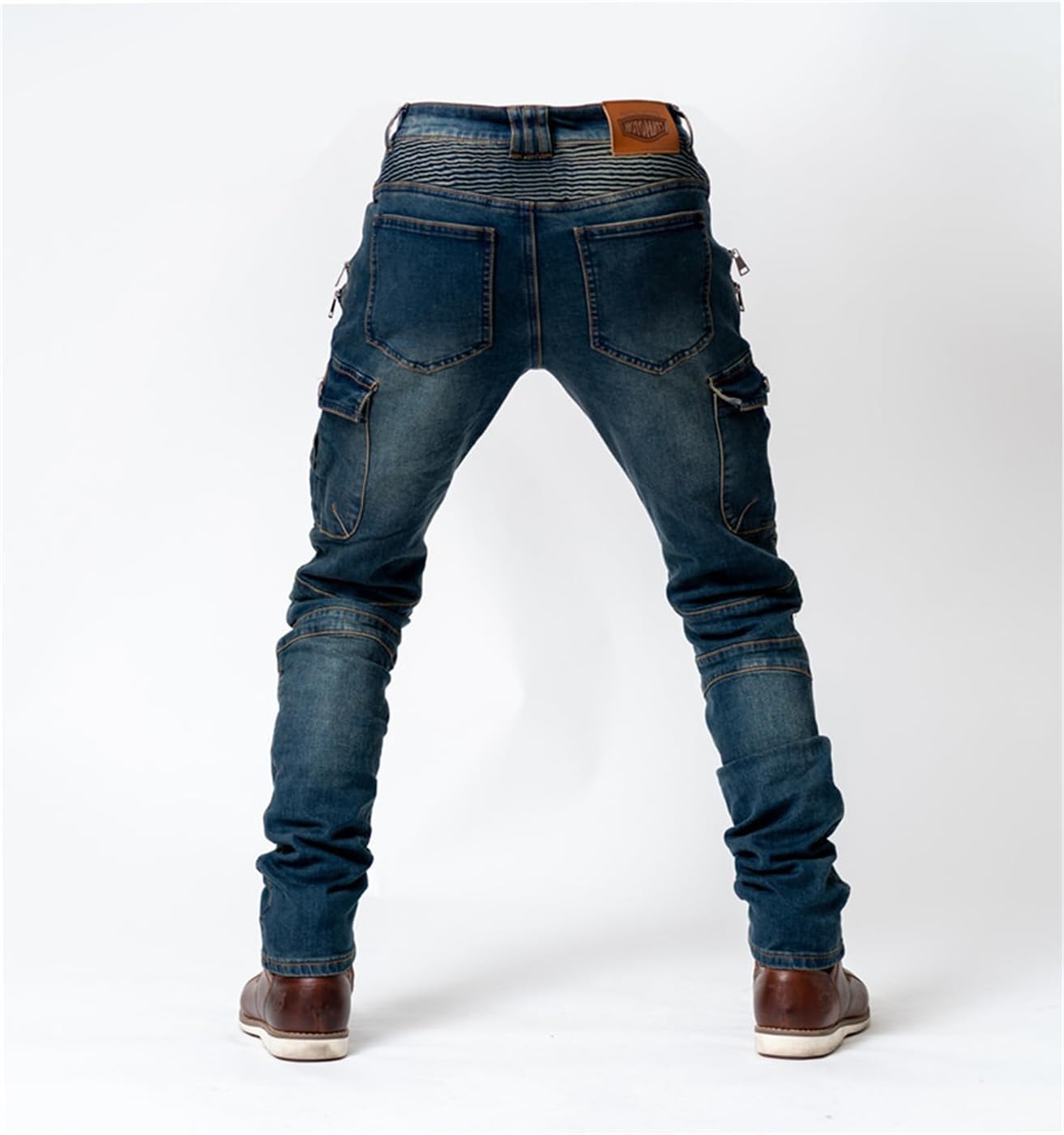 Motorrad-Jeanshose für Herren mit Oberschenkeltaschen Protektoren Sturzfeste Jeans mit Geradem Bein Motorradhose für Motorradrennfahrer
