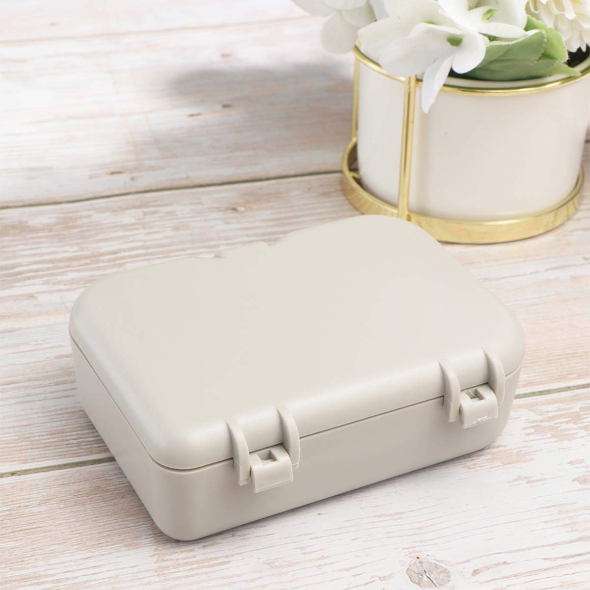 Healifty 3pcs Cleaning Case with Brush Compact False Storage Box for Travel Includes Mirror for Easy Cleaning and Maintenance of Dentures and Retainers