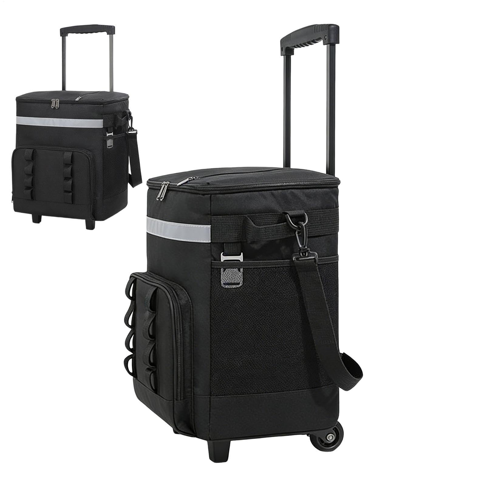 Ruote - Trasporto della scatola portatile da 35 l, scatola a prova di perdite isolata, manico telescopico per carrello | refrigeratore rotolante durevole da viaggio picnic portellone posteriore