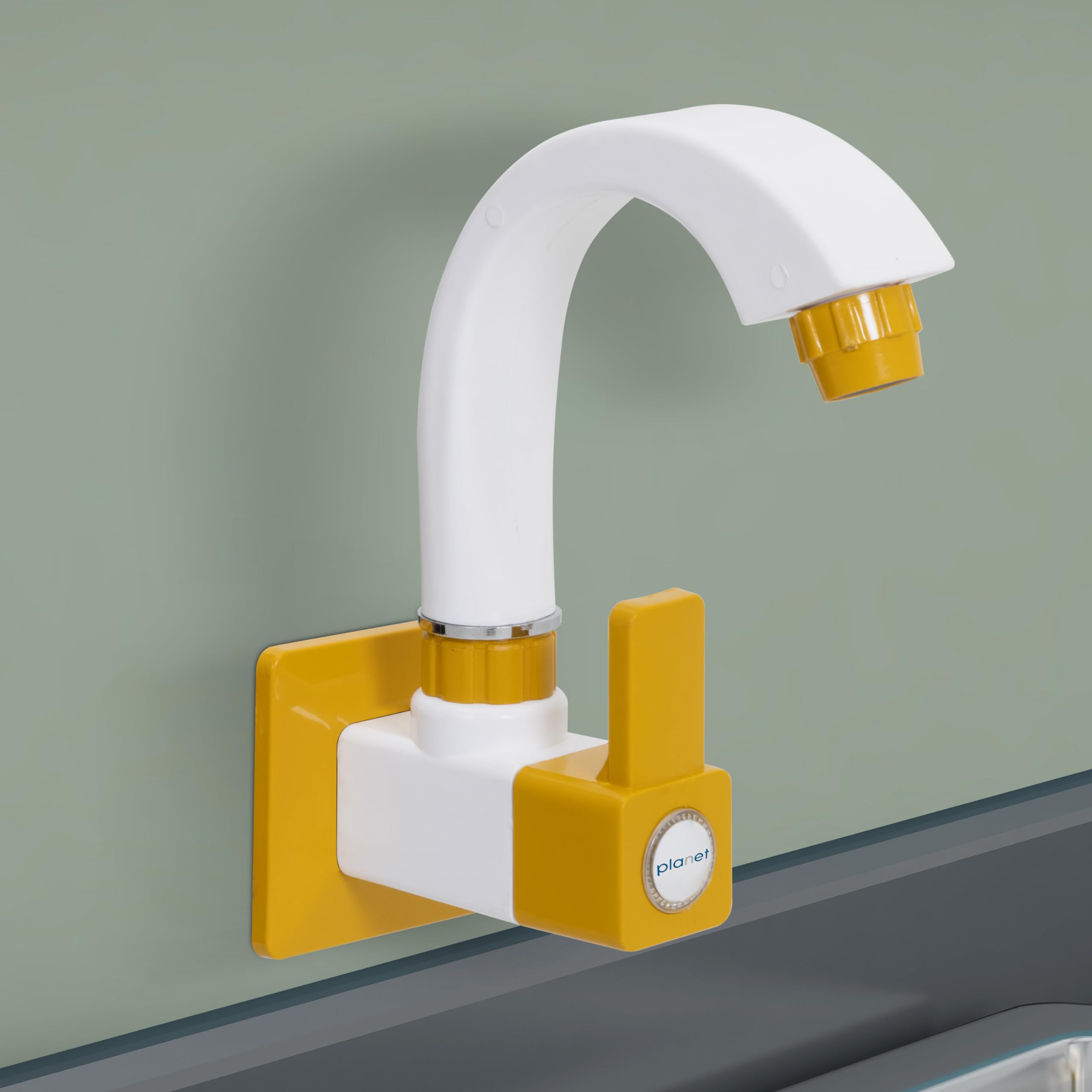 Planet PTMT Plastic Swan Neck Tap for Basin/360 Degree Swivel Spout for Kitchen/Swivel Spout Tap/Sink Cock/Faucet with Wall Flange/Bathroom Accessories (Yellow & White) (B0CR6LQ733) Amazon Price History, Amazon Price Tracker