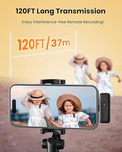 Miniatura 5 de SOWINK Micrófono Lavalier inalámbrico para iPhone, con estuche de carga de 48 horas de larga duración, paquete de 2 mini micrófono de solapa con