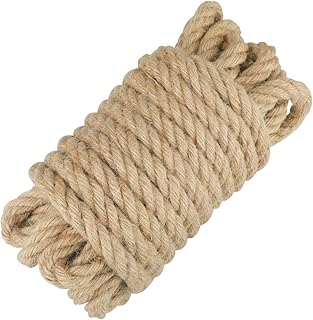 jijAcraft Jute Rope 1/2 inch, 33 Feet x 12mm Thick Jute Rope, Nautical Rope, Heavy Duty Strong Jute Twine, Natural Thick Twine Rope for Crafts, Cat Scratching Post, Bundling, Hanging, Decorative