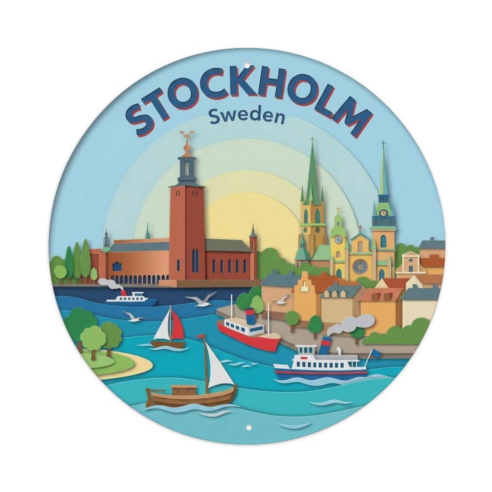 Vintage Travel Stockholm Sweden Creative Metal Tin Sign