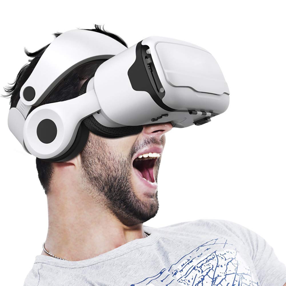 Cuffie VR con Display Virtuale, Lente Asferica Anti-Luce Blu FOV a 96 °, Stile di Indossaggio Retrattile, Occhiali VR Regolabili: Un Regalo per Bambini E Adulti