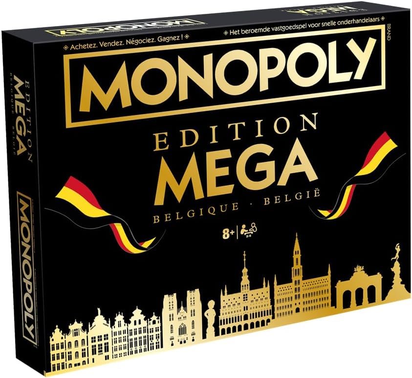 Mega Monopoly - Bélgica - Juego de mesa de 2 a 5 jugadores - Versión francesa