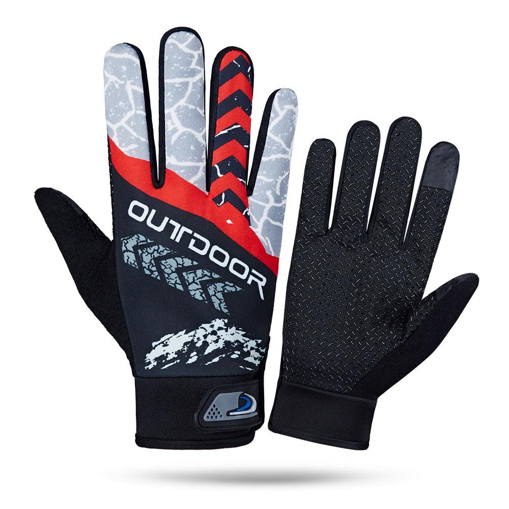SEFLICA® Cycling Gloves | Non-Slip Sun Protection Gloves for Men & Women | Warm, High-Temperature Resistant Gloves for Mountain Biking, Motorcycle Riding, Cricket, Tennis & Outdoor Sports (Red)