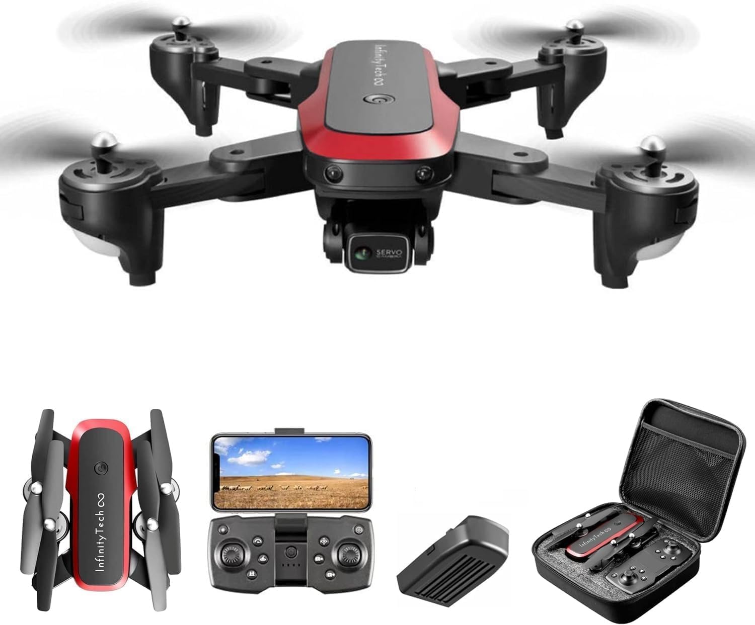 RAHU S8000 Mini Foldable Drone - Remote Control Drone with 4K 1080P Dual Camera | WiFi FPV Quadcopter with 1800mAh Battery, Dual Flash Lights-image-2