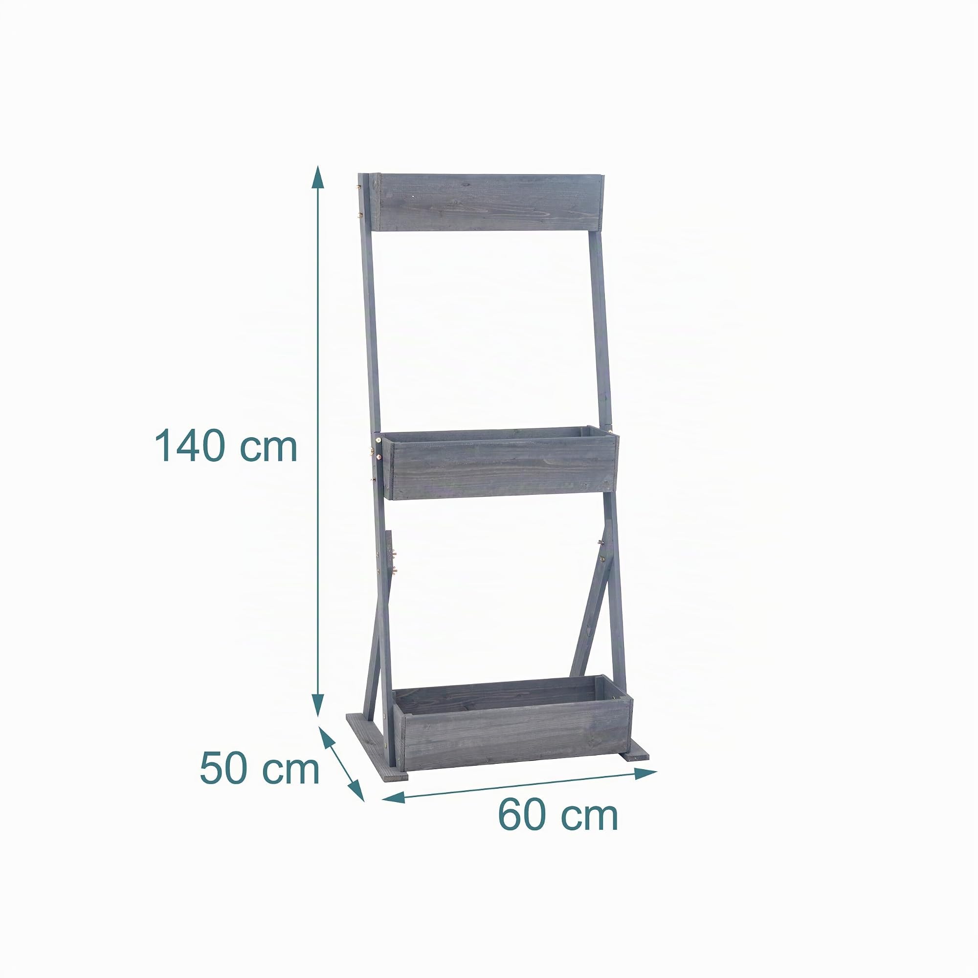 Relaxdays aiuola Verticale in Legno HxLxP 140x60x50 cm, 3 Cassette, Balcone/terrazza, TNT &