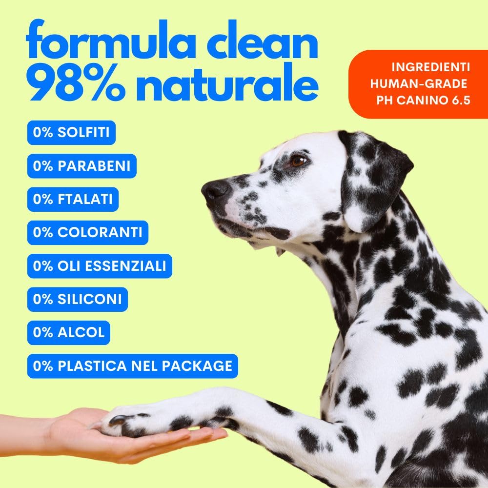 JAMPY Shampoo Cane Igienizzante Delicato. Ipoallergenico, Antiprurito, pH Bilanciato. Per Cani a Pelle Sensibile, Adatto Uso Frequente - 250 ml.