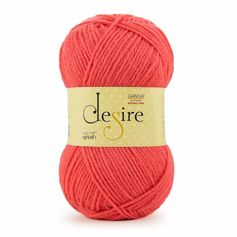 Ganga Acrowools Acrylic Desire Hand Knitting And Crochet Yarn. Pack Of