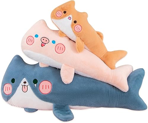 Miniatura 1 de Oeonuas Almohada de felpa suave de gato de tiburón, peluche largo de peluche de gato de tiburón, regalo encantador para niños y niñas (23.6