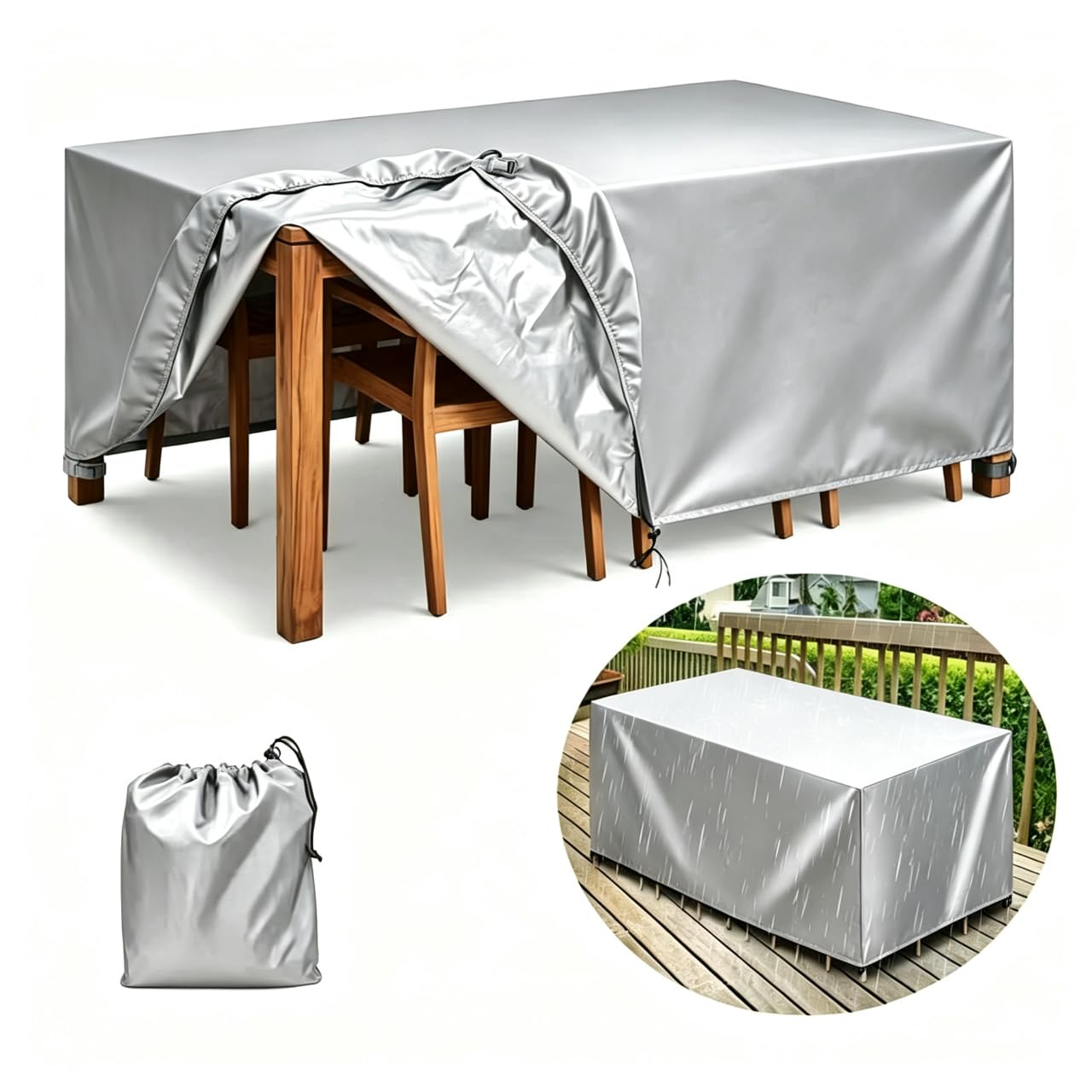 Funda Mesa Jardín 240Lx240Wx66H cm, Funda Muebles Exterior Impermeable