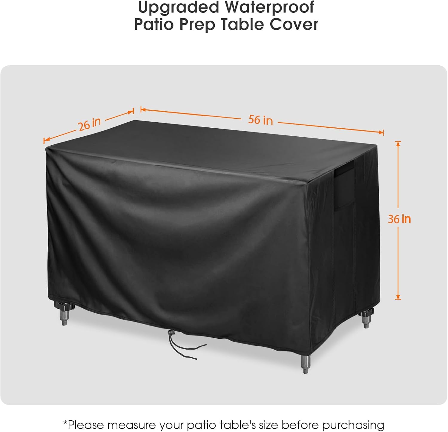 Outdoor Prep Table Cover, 56 inch Waterproof Patio Serve Prep Storage Cart Cover, Outdoor Rectangle Furniture Cover - 56 X 26 X 36 Inch
