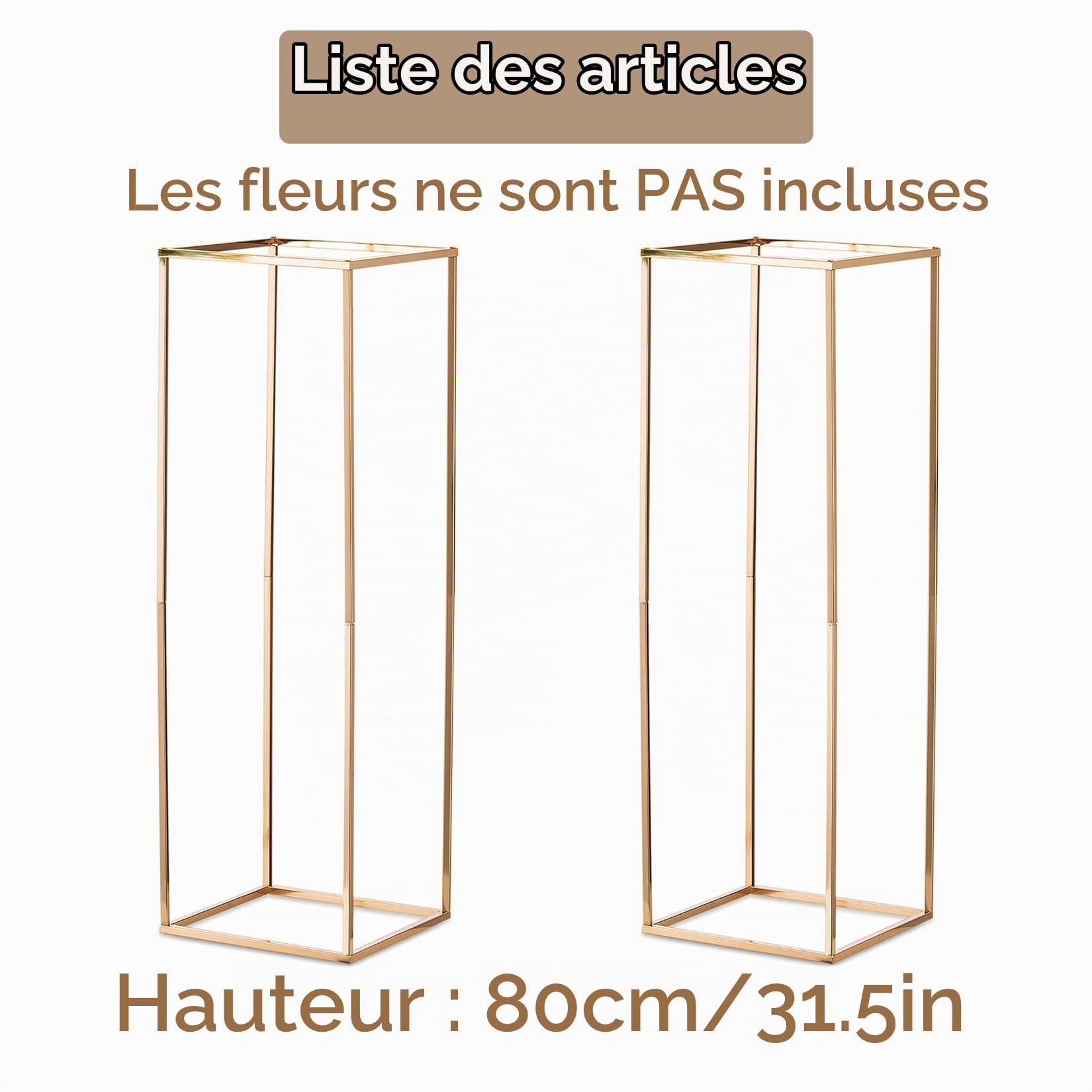 Sziqiqi Vase Centre de Table Mariage: 80cm Métal Support Fleur Mariage Or Lot de 2 - Grand Vase Doré pour Fête Anniversaire Evénements Festival