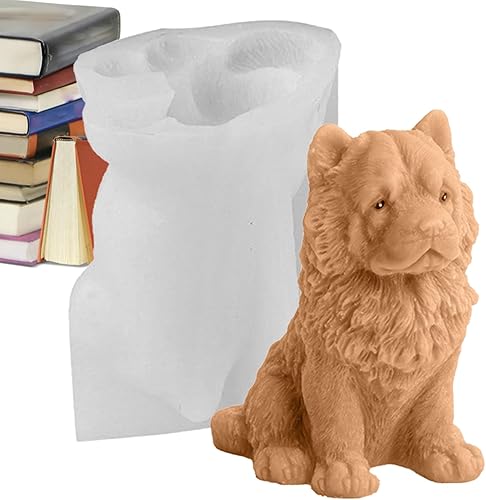 Miniatura 7 de Molde de resina para perros, molde 3D en forma de Chow Chow Chow, moldes de cera para decoración de pasteles, lindos moldes de jabón para cachorros,