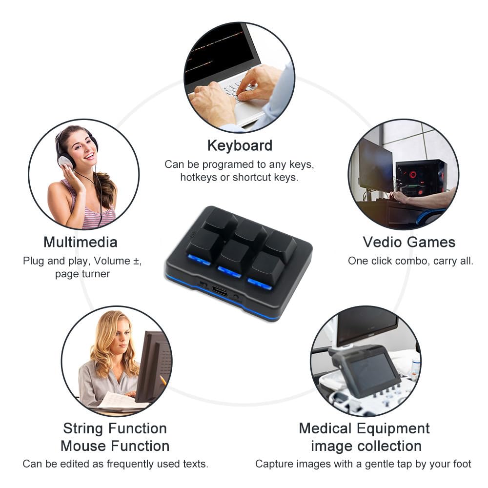 6 teclas Mini Keypad Wireless USB Mecánico Gaming Macro Teclado Custom Programable OSU Teclado con RGB Led para PC Gaming OSU Oficina Trabajo HID
