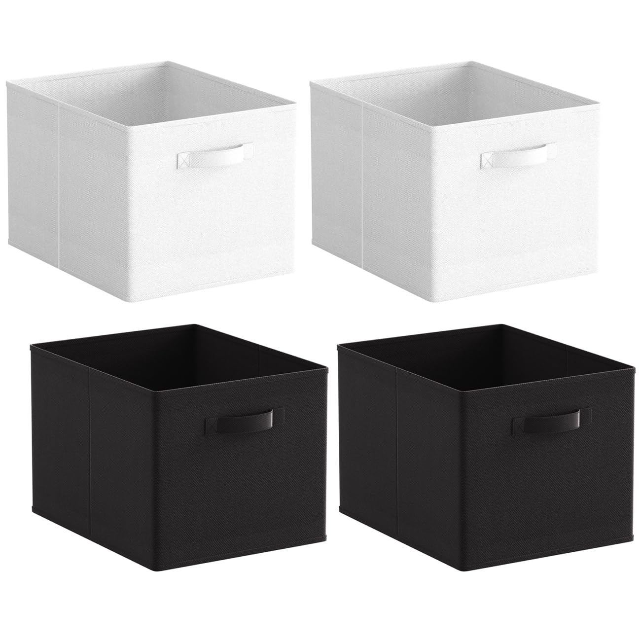NICEME 4Pcs Cube Storage Boxes, Foldable Storage Boxes with Handle for Home Office Nursery, Set of 4 Collapsible Bins Organiser for Shelf Closet Organization, White+Black — image 1
