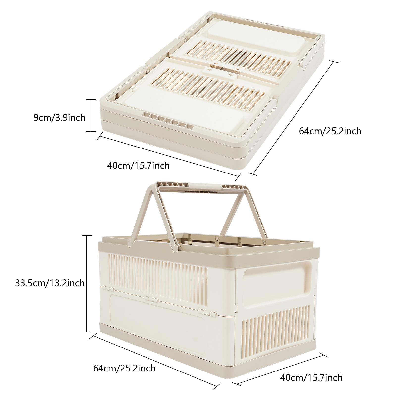 Faltbarer Wäschekorb HIPS PP Stapelbarer Aufbewahrungsbehälter Tragbar für Zuhause Büro 64x40x33.5cm