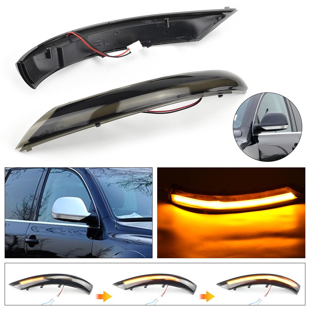 2 pz Dinamico Indicatore di Direzione Della Lampada Della Luce Specchio Laterale Sequenziale Lampeggiante Compatibile con VW To-uareg 2007 2008 2009 2010