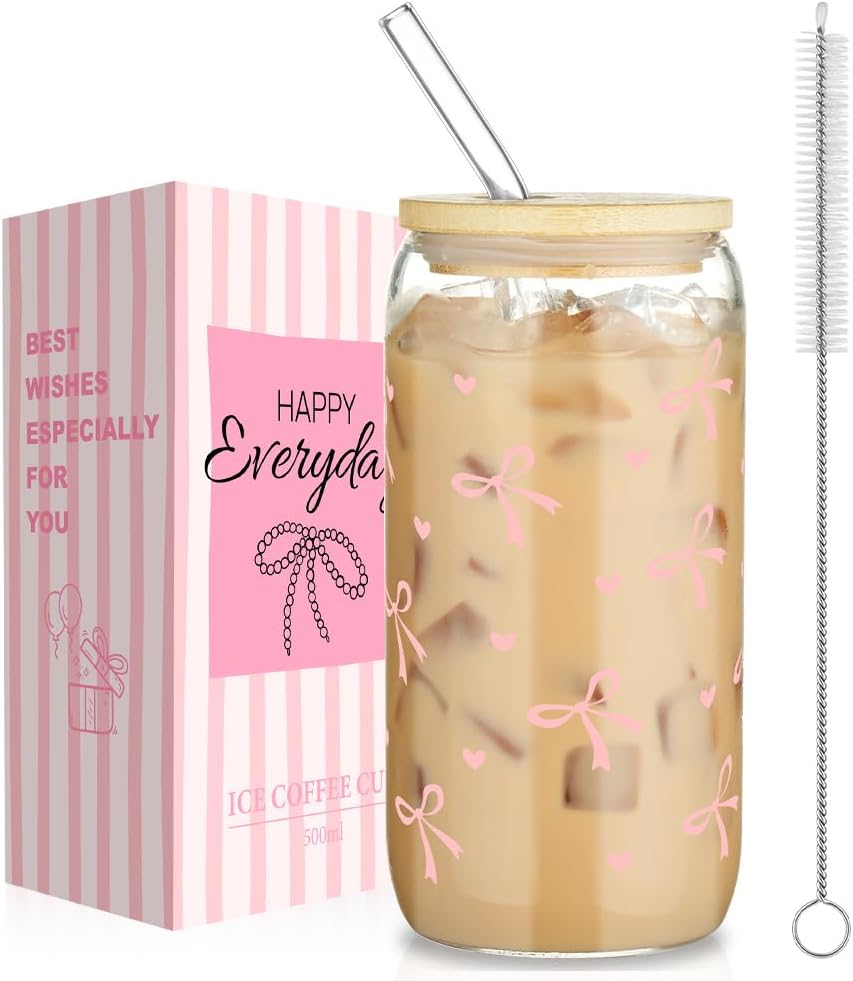 Szklanka z Pokrywką i Słomką, 500ml, Darmowa Szczotka do Czyszczenia