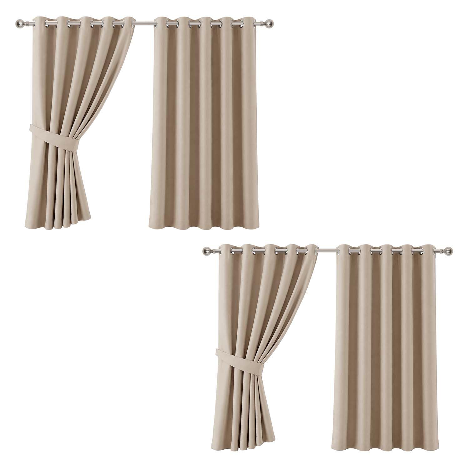 Aspire Homeware Blackout Curtains for Living room 66x54 Inch Beige Curtains Super Soft Privacy Protection & Thermal Eyelet Curtain 4 Panels with Tie Backs โ image 1