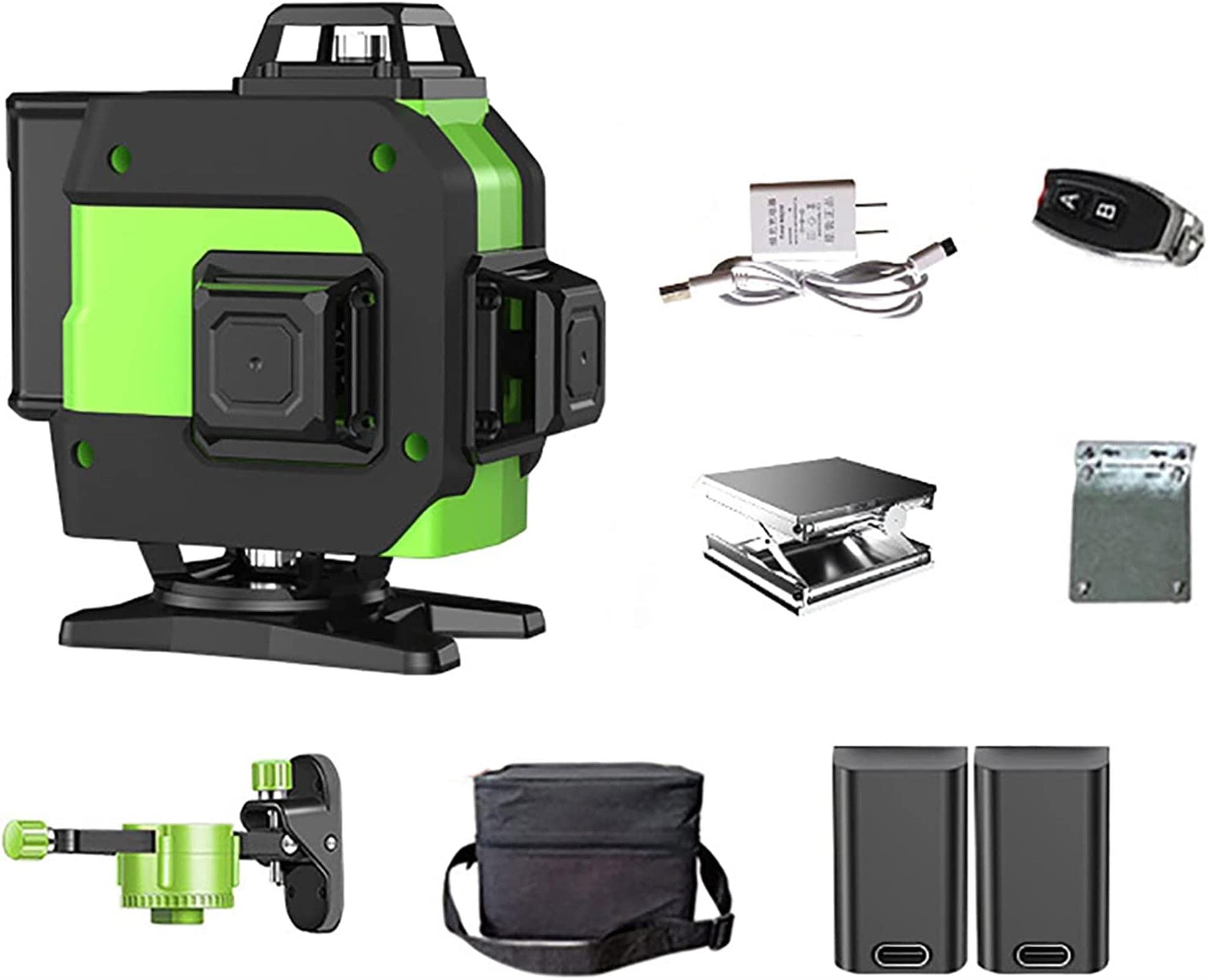 Zielony poziom lasera 16 linii, samopoziomujący poziom lasera 3x360 ° linia krzyżowa, wiązka pionowa pozioma linia, wodoodporna do wieszania obrazów, budownictwo